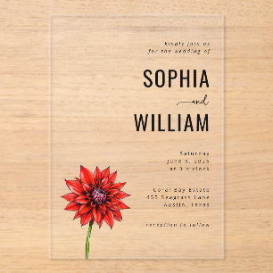 Elegant Red Floral Wedding Invitation