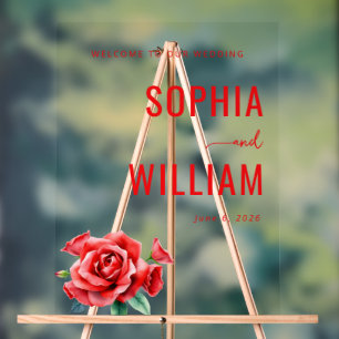 Elegant Red Floral Wedding Sign