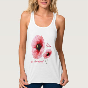 Elegant Red Floral Women's Tank Top