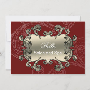 elegant red flourish Business Thank You Cards