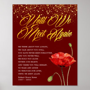 Elegant Red Flower Memorial Funeral Poem Sign