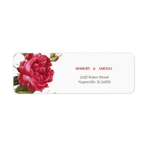 Elegant Red Flower Personalised Return Address
