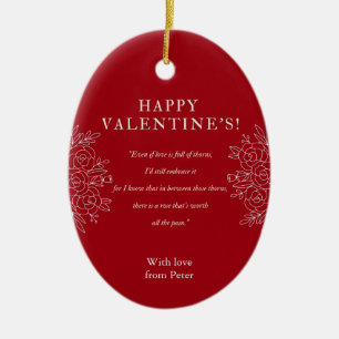 Elegant Red flower printed Valentines  Ceramic Tree Decoration
