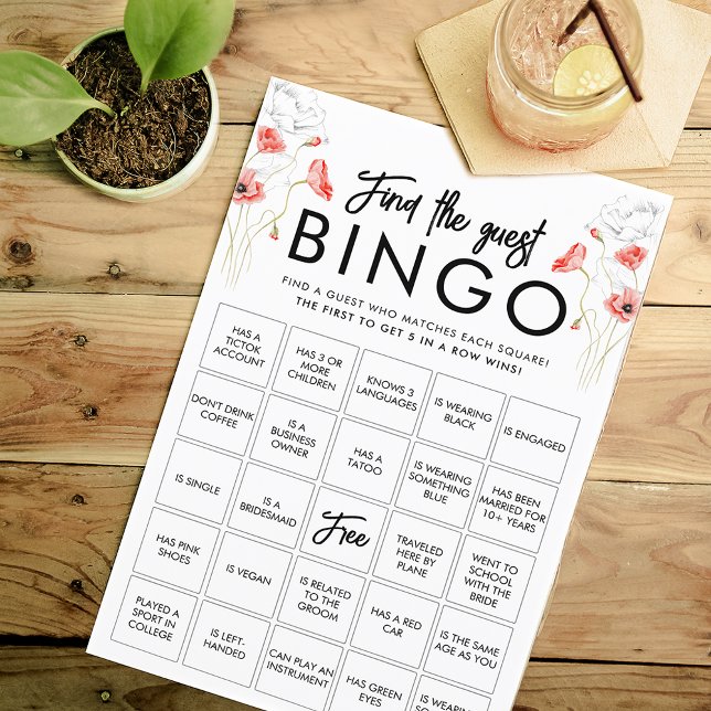 Elegant Red Flowers | Customisable Bingo Game Card (Creator Uploaded)
