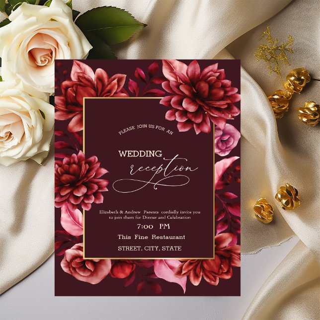 Elegant Red Flowers Rehearsal Dinner  Invitation (Creator Uploaded)