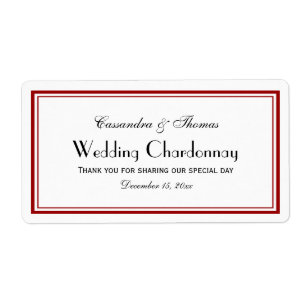 Elegant Red Framed H Wine Bottle Label