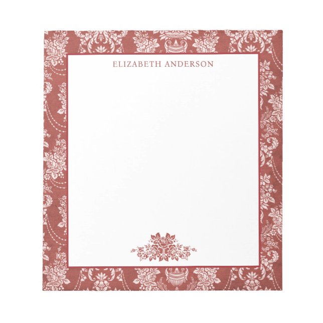 Elegant Red French Vintage Toile  Notepad (Front)
