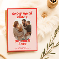 Elegant Red Funny Family Kids Photo Christmas