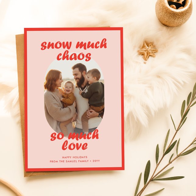 Elegant Red Funny Family Kids Photo Christmas Holiday Card (Creator Uploaded)