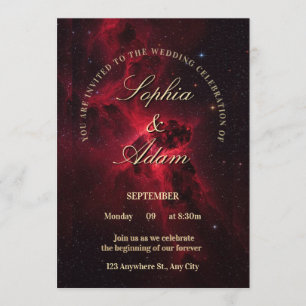 Elegant Red Galaxy Wedding Invitation