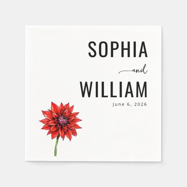 Elegant Red Gerbera Floral Napkin (Front)