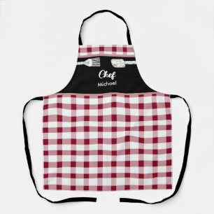 Elegant Red Gingham Apron   Christmas Gift Idea