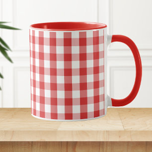 Elegant Red Gingham Pattern Mug