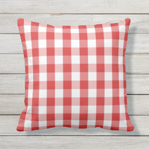 Elegant Red Gingham Pattern Outdoor Cushion