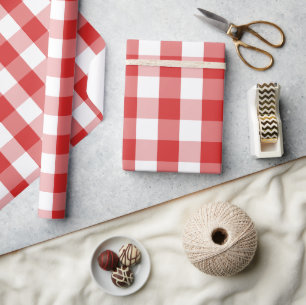 Elegant Red Gingham Pattern Wrapping Paper