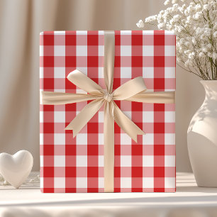 Elegant Red Gingham Pattern Wrapping Paper