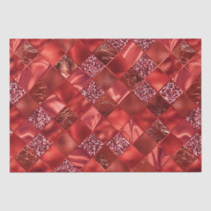 Elegant Red Glitter Diamond Lattice Pattern Tissue Paper