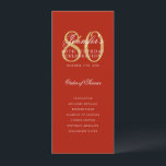 Elegant Red Gold 80th Birthday Program Menu Invitation<br><div class="desc">Elegant "Birthday Party Program" design with a sophisticated script typography w/ custom text.</div>