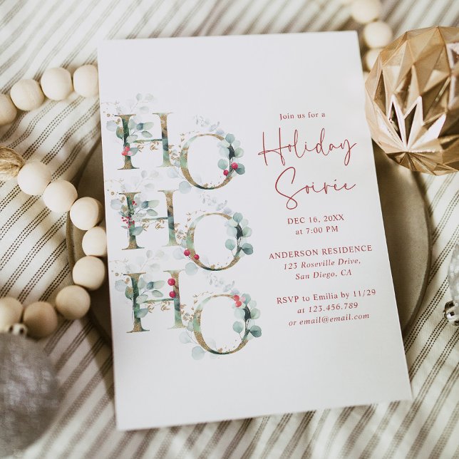 Elegant Red, Gold and Green Holiday Soiree  Invitation (Creator Uploaded)
