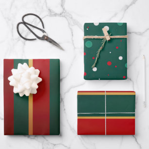 Elegant Red Gold and Green Luxury Bold  Wrapping Paper Sheet