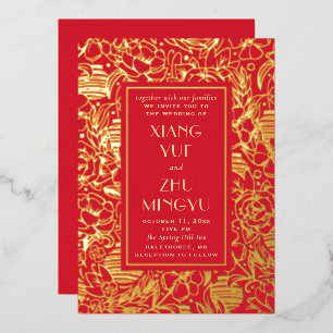 Elegant red gold asian wedding. Classic chinese