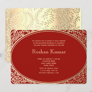 Elegant Red Gold Boy Annaprashan Invitation