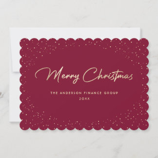 Elegant Red Gold Business Christmas Card