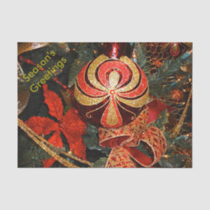Elegant Red Gold Christmas Ornament Poinsettia Tissue Paper