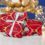 Elegant Red & Gold Christmas Pattern Baby Photo Wrapping Paper<br><div class="desc">Elegant Merry Christmas Quote Red & Gold Pattern Repeat Baby Photo Wrapping Paper</div>