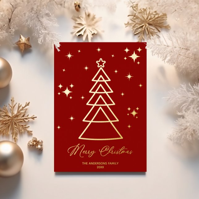 Elegant Red Gold Christmas Tree Photo (Creator Uploaded)