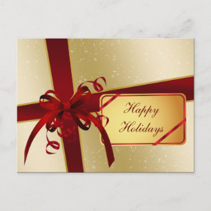 elegant red gold  Corporate Holiday Greeting s Postcard