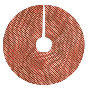Elegant red gold cute candy cane stripes patten brushed polyester tree skirt