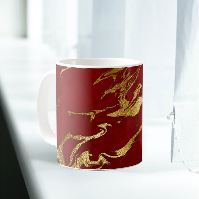 Elegant Red Gold Faux Marble Christmas Coffee Mug (Creator Uploaded)