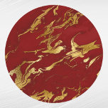 Elegant Red Gold Faux Marble Classic Round Sticker<br><div class="desc">Elegant Red & Gold Marble Pattern</div>