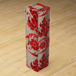 Elegant Red Gold Faux Velvet Damask Wine Box<br><div class="desc">Beautiful faux red velvet damask on a dark faux gold background make this pretty gift bag so very elegant for any occasion.</div>