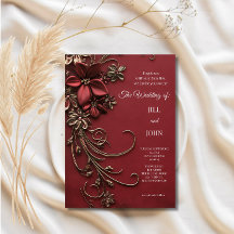 Elegant Red Gold Floral Wedding