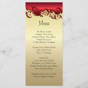 Elegant Red & Gold Florid Wedding Design Menu