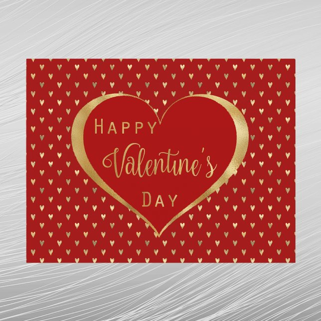 Elegant Red Gold Heart Valentine Holiday Postcard (Creator Uploaded)