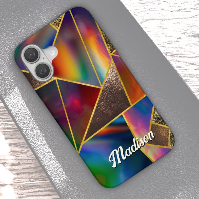 Elegant red gold holographic geometric Case-Mate iPhone case (Creator Uploaded)