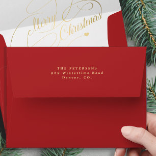 Elegant red gold Merry Christmas Envelope