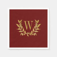 Elegant Red & Gold Modern Monogram Wedding