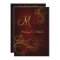 Elegant Red Gold Monogram Wedding Invitation