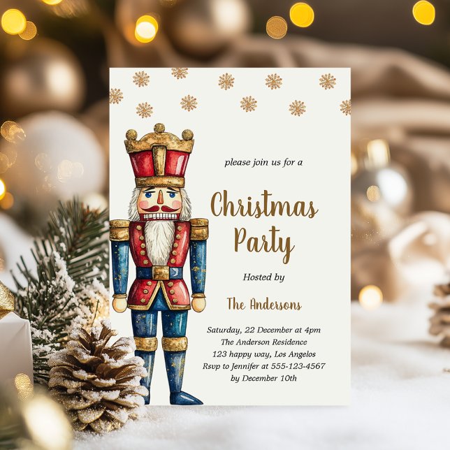 Elegant Red & Gold Nutcracker Christmas Party      Invitation (Creator Uploaded)