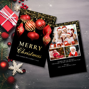Elegant Red Gold Ornaments Christmas Photo