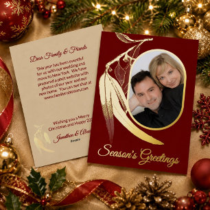 Elegant Red Gold Photo Eucalyptus Art Christmas