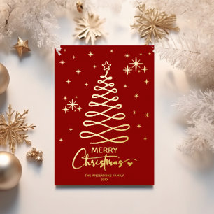 Elegant Red Gold Ribbon Tree Christmas Photo