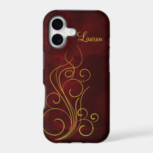 Elegant Red Gold Swirl