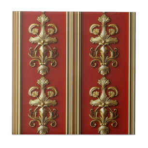 Elegant Red Golden Pattern Tile