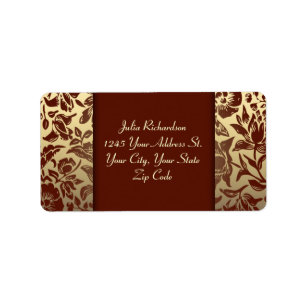 elegant red golden wedding address labels