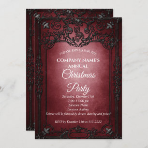 Elegant red Gothic Christmas party invitation